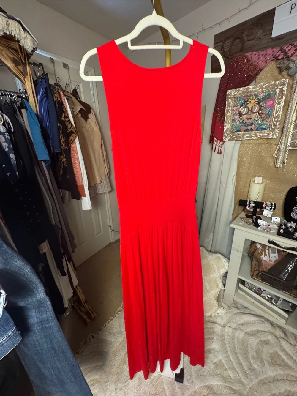 Free People Red Sleeveless Wide-Leg Jumpsuit